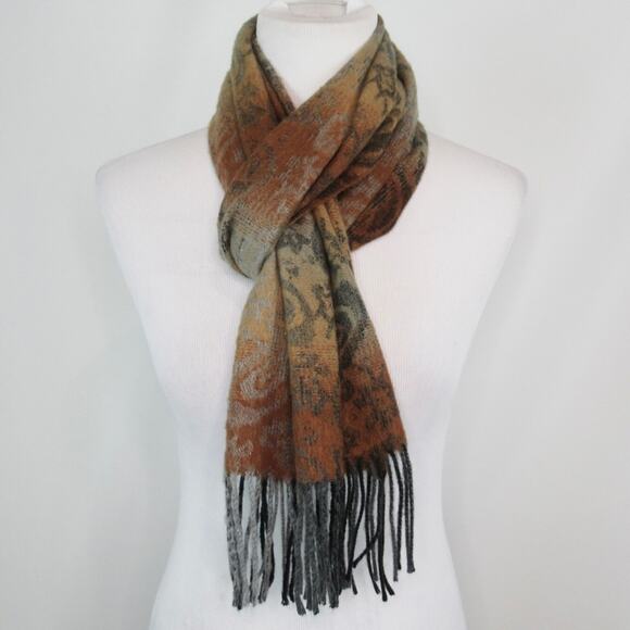 CEJON Ombre Paisley Woven Scarf Fringe Trim One Size - Picture 5 of 9